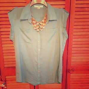 Aqua Short Sleeve Blouse!