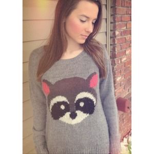 Gray sweater with Raccoon :)