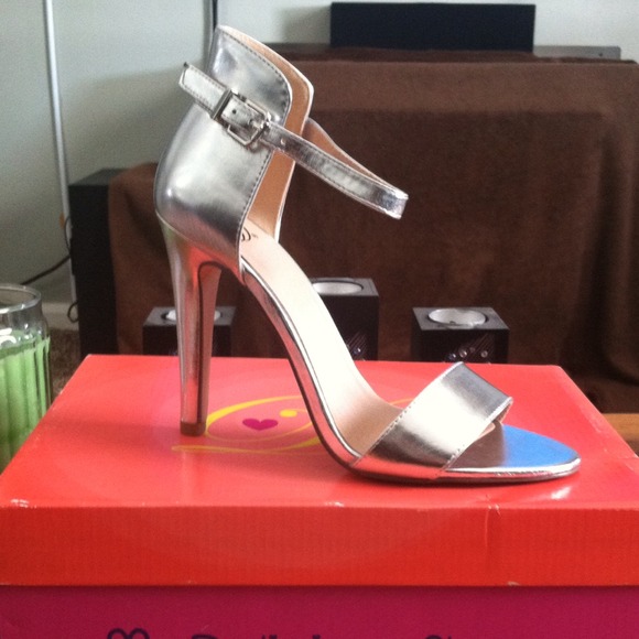 Silver Ankle Strap Heel