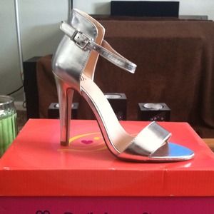Silver Ankle Strap Heel