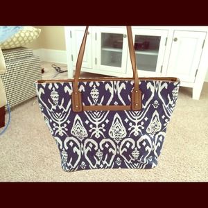 Stella & Dot La Totale Medium Tote Navy Ikat