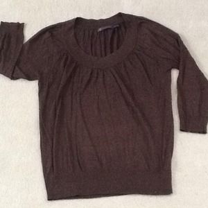 Stylish brown/black heather 3/4 blouse/light swtr