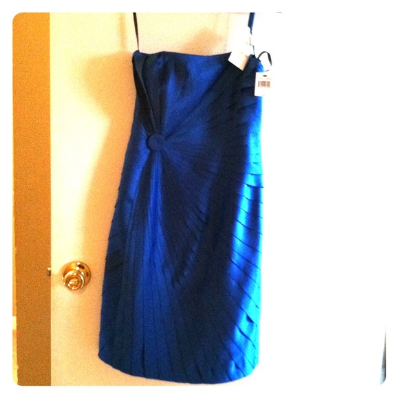 Calvin Klein electric blue strapless dress