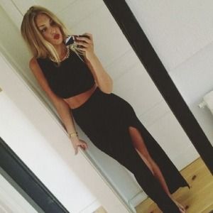 Black cut out maxi skirt