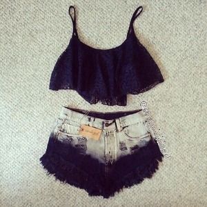 Black lacy crop top