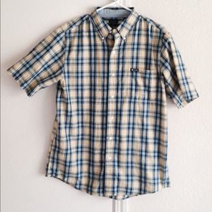 Mens Chaps Plaid Button Up Short Sleeved Shirt