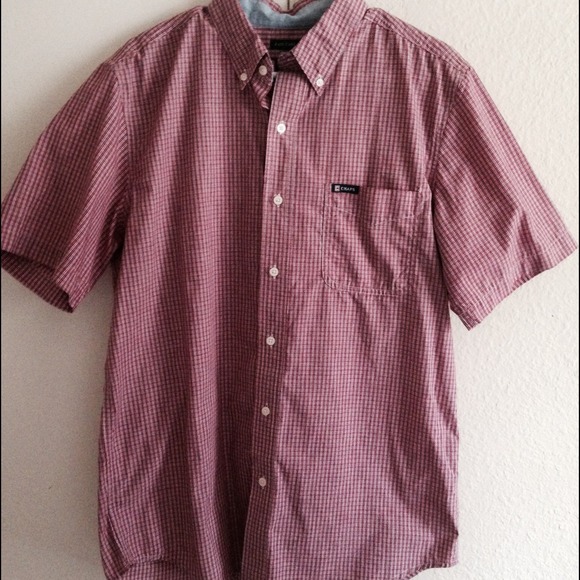 Mens Chaps Button Up Short Sleeve Top Plaid