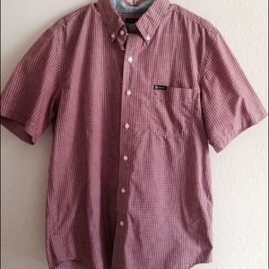 Mens Chaps Button Up Short Sleeve Top Plaid