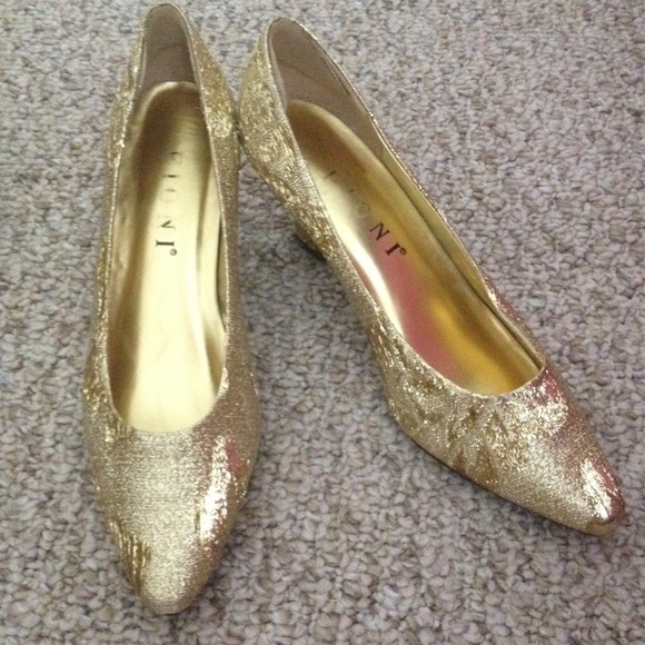 Gold heels.