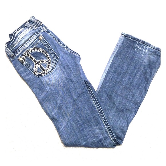 MISS ME jeans with peace signs