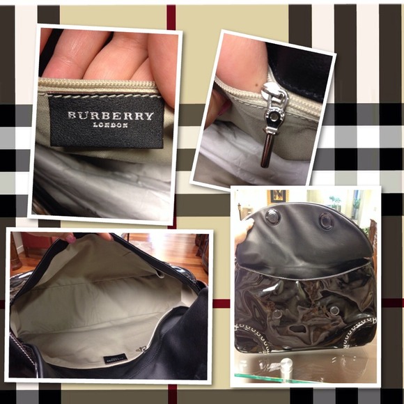 Burberry London Hobo Purse Bag Patent Leather XL - Picture 2 of 4