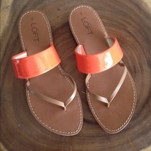 NWOT-Bright Orange & Tan Sandals - Ann Taylor LOFT