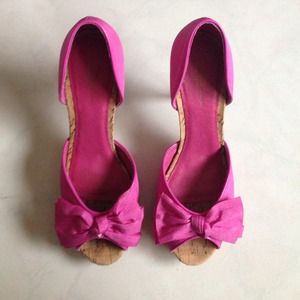 Pink Bow Cork Heel