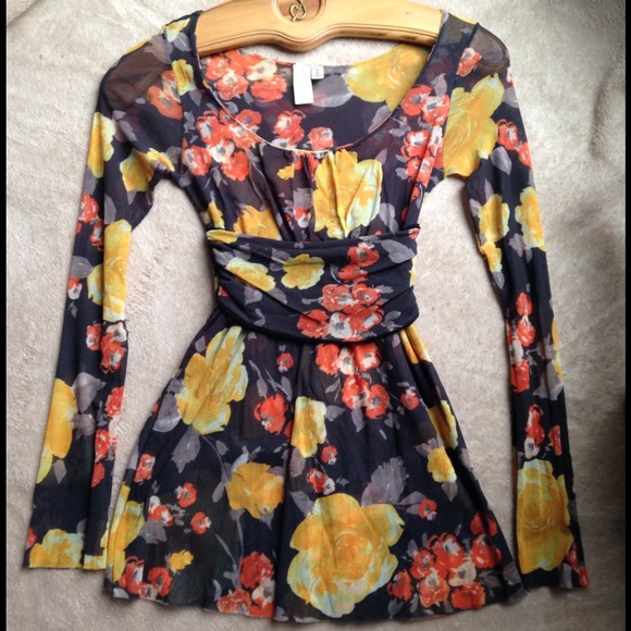 Tops - Red & Yellow Floral Blouse
