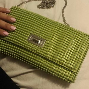 Spring /summer clutch with silver chain strap