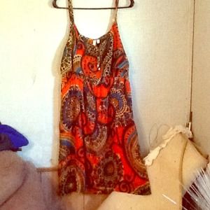 African print orange spring dress