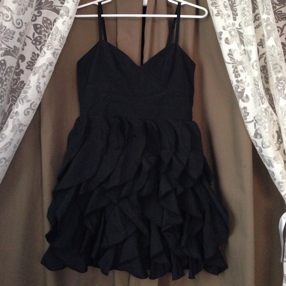 BLACK RUFFLE DRESS - Picture 2 of 4
