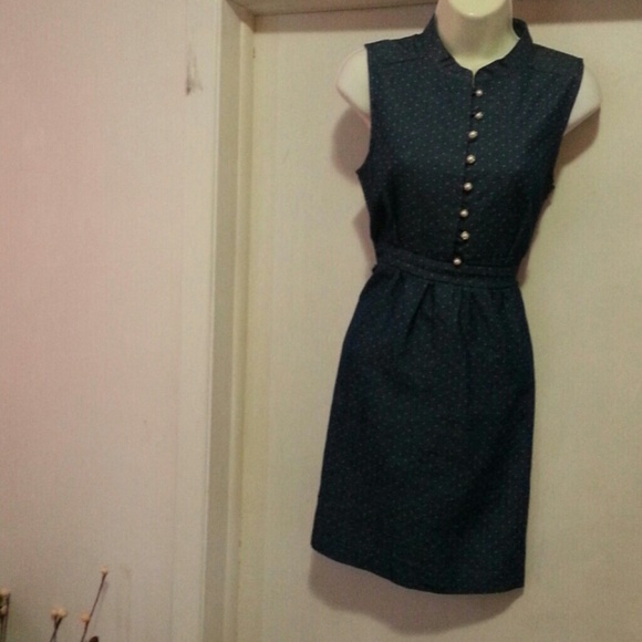 Spring/Summer Dress/ Nvy Blu &White Polka Dots