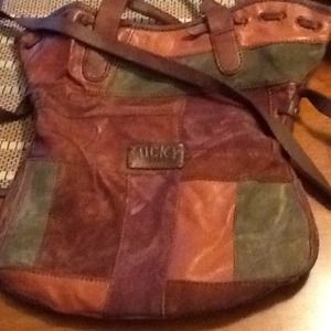 Suede and leather LUCKY brand handbag/cross body