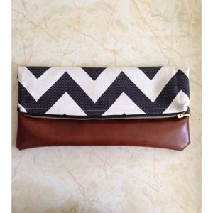 Bags - Large Handmade Chevron & Faux Leather Clutch Bags - Large Handmade Chevron & Faux Leather Clutch