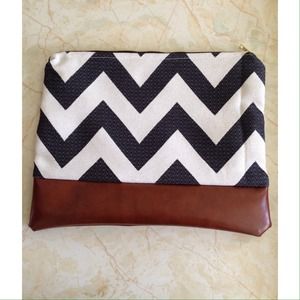 Bags - Large Handmade Chevron & Faux Leather Clutch Bags - Large Handmade Chevron & Faux Leather Clutch