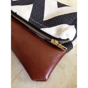Bags - Large Handmade Chevron & Faux Leather Clutch Bags - Large Handmade Chevron & Faux Leather Clutch