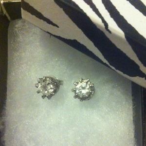 CZ crown solitaire earrings