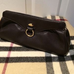 Brown Cole Haan leather make up case