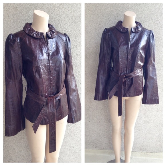 ELEMENTS BY VAKKO BROWN LEATHER JACKET