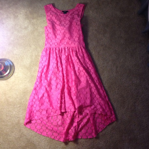 Pink lace overlay dress