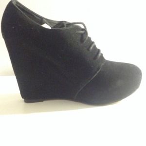 Black suede wedges