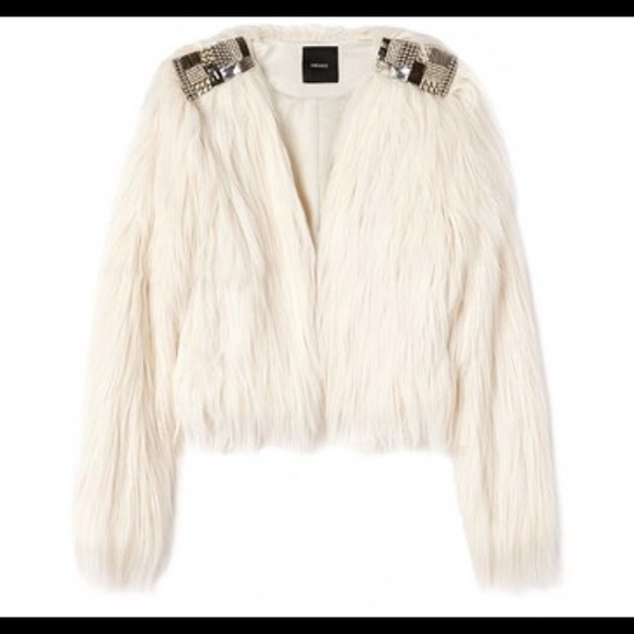Forever 21 cream/silver fur coat