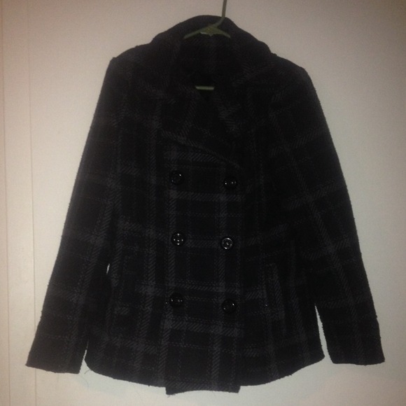 Black&Gray plaid peacoat - Picture 1 of 2