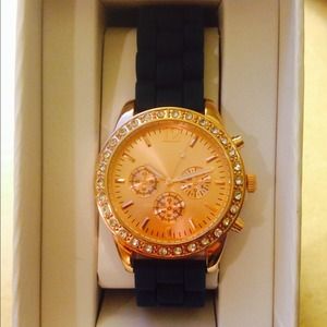 Navy & rose gold watch