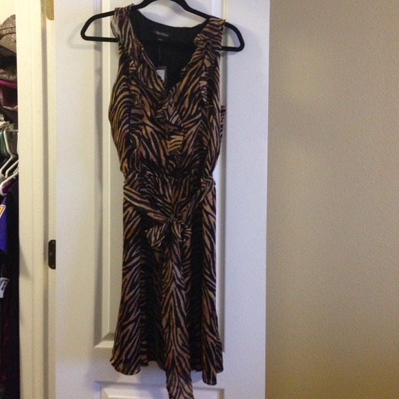 WHBM Tiger/Zebra print silk dress