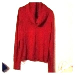 Vivid red cow neck sweater