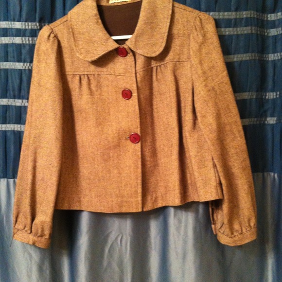 Jackets & Blazers - Brown Peter Pan Collar Jacket