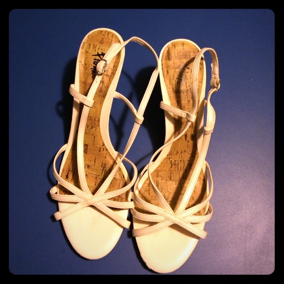 Super cute, 2" white strappy heels. Never worn!!