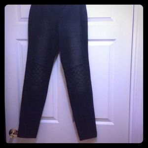 Black Moto jeans - quilted knees, elastic waist
