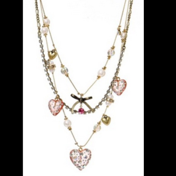Betsey Johnson Multi Strand Heart Necklace
