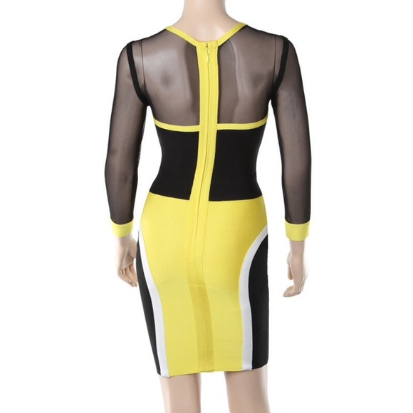 Yellow and black bandage dress - Picture 3 of 3