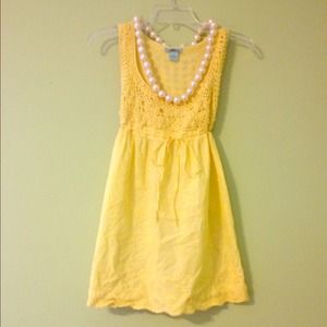 Yellow tie front crochet sundress