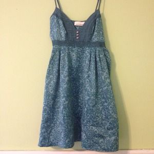 Dkny teal paisley print sundress with lace inset