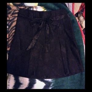 Black Pleated A-line Skirt