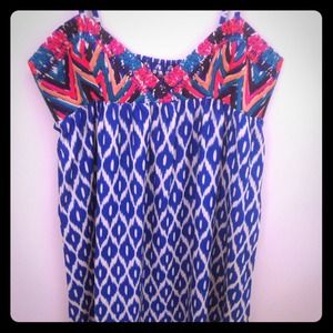 Embroidered Top Ikat Maxi Dress