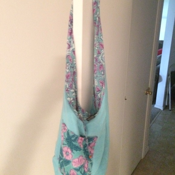 Floral/Blue reversible hippie bag - Picture 4 of 4