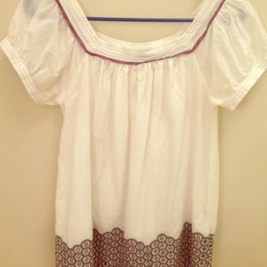 Reduced! Babydoll Top with Grey Embroidered Detail