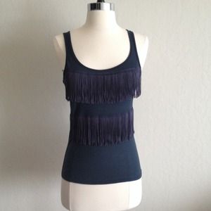 Topshop Navy Fringe Tank