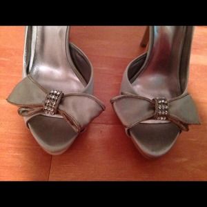 Silver Nine West Heels with jewel accent