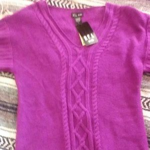 Short sleeve long length sweater